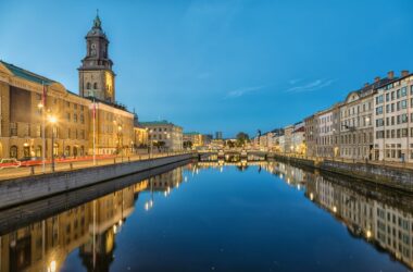 Cityscape of Gothenburg from Big Harbor Canal